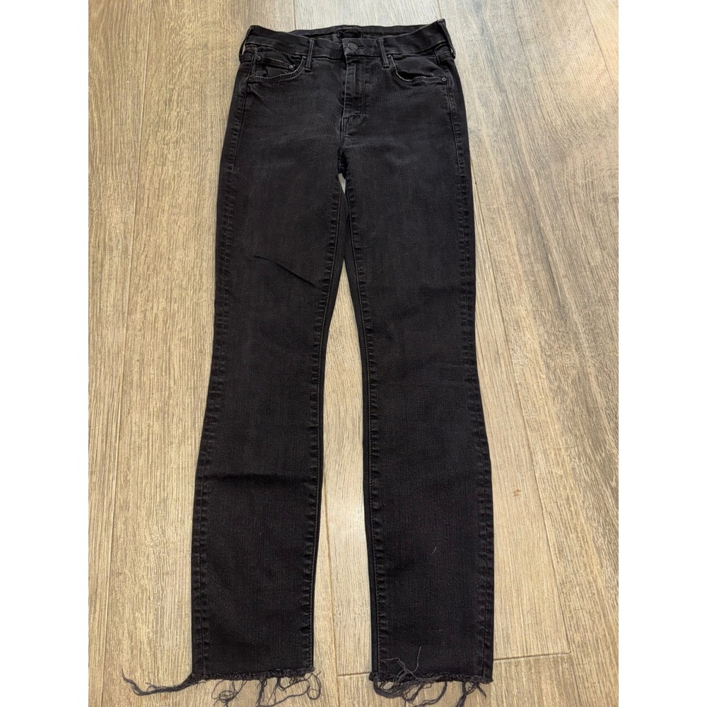 Mother The Looker Skinny Jeans Not Guilty Black Raw Hem 24 1001N-180